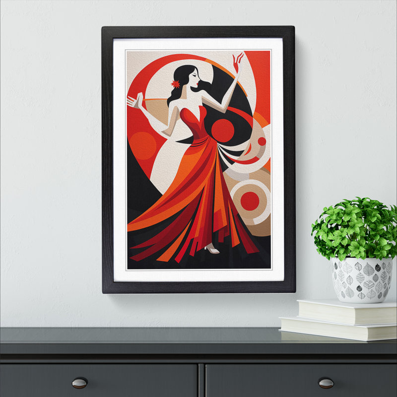 Flamenco dancer Constructivism - Framed Print, Black, 34cm H x 25cm W x 2cm D