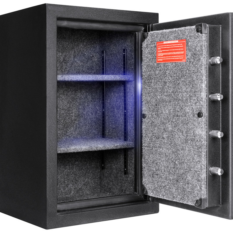 Coffre-fort coffre-fort de 2,02 pi³ avec mode d'accès silencieux et protection contre les incendies avec clavier biométrique d'urgence