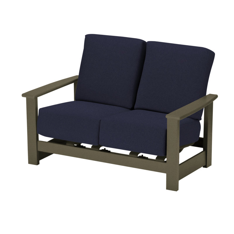 Leeward 56.5'' Wide Loveseat with Cushions, Canvas Navy Sunbrella® Canvas, Beachwood
