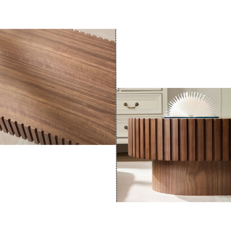 Table basse à tambour Handcraft, Noyer
