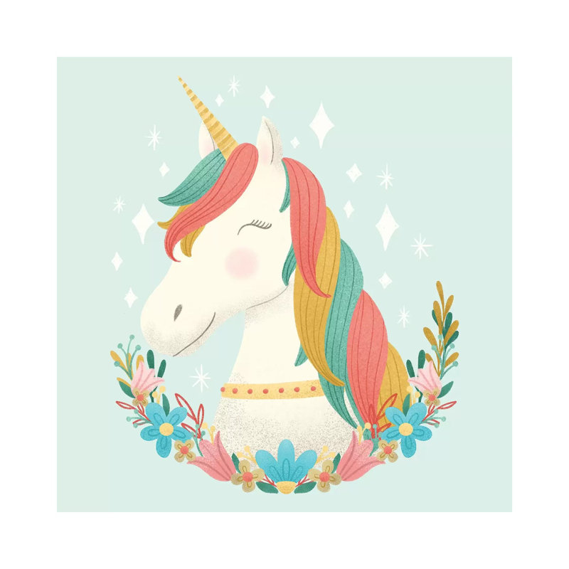 Unicorns And Flowers II by Noonday Design - Wrapped Canvas Gallery-Wrapped Canvas Giclée, 66.04 cm H x 66.04 cm W x 1.91 cm D