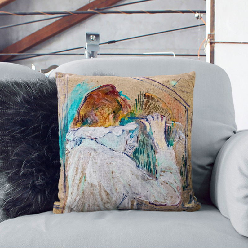 A Portrait Of A Woman Square Throw Cushion, Stone, 40cm H x 40cm W x 15cm D