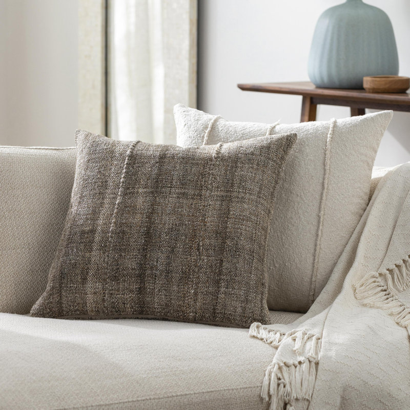 Zeppelin Recycled PET Yarn Reversible Throw Pillow, 18"H x 18"W, Down, Sage