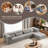 Compression Mahjong Sofa,Convertible Floor Sofa Bed,DIY Boneless Modular Sectional Sofa,No Assembly Required,Circle Fleece Fabric,Oversized 4 Seater With 1 Ottoman-1806100449