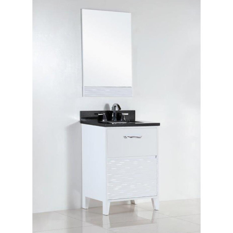 Macneil 24.49'' Single Bathroom Vanity with Top, Black Galaxy
