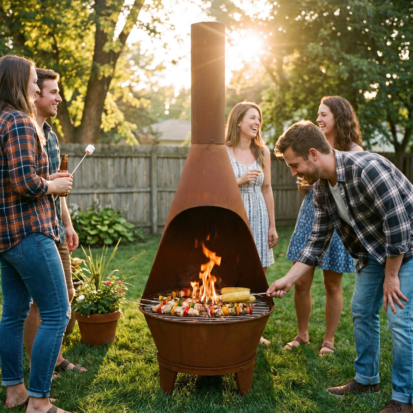 Barrow Tapered Chiminea, 58" H x 21.5" W x 21.5" D