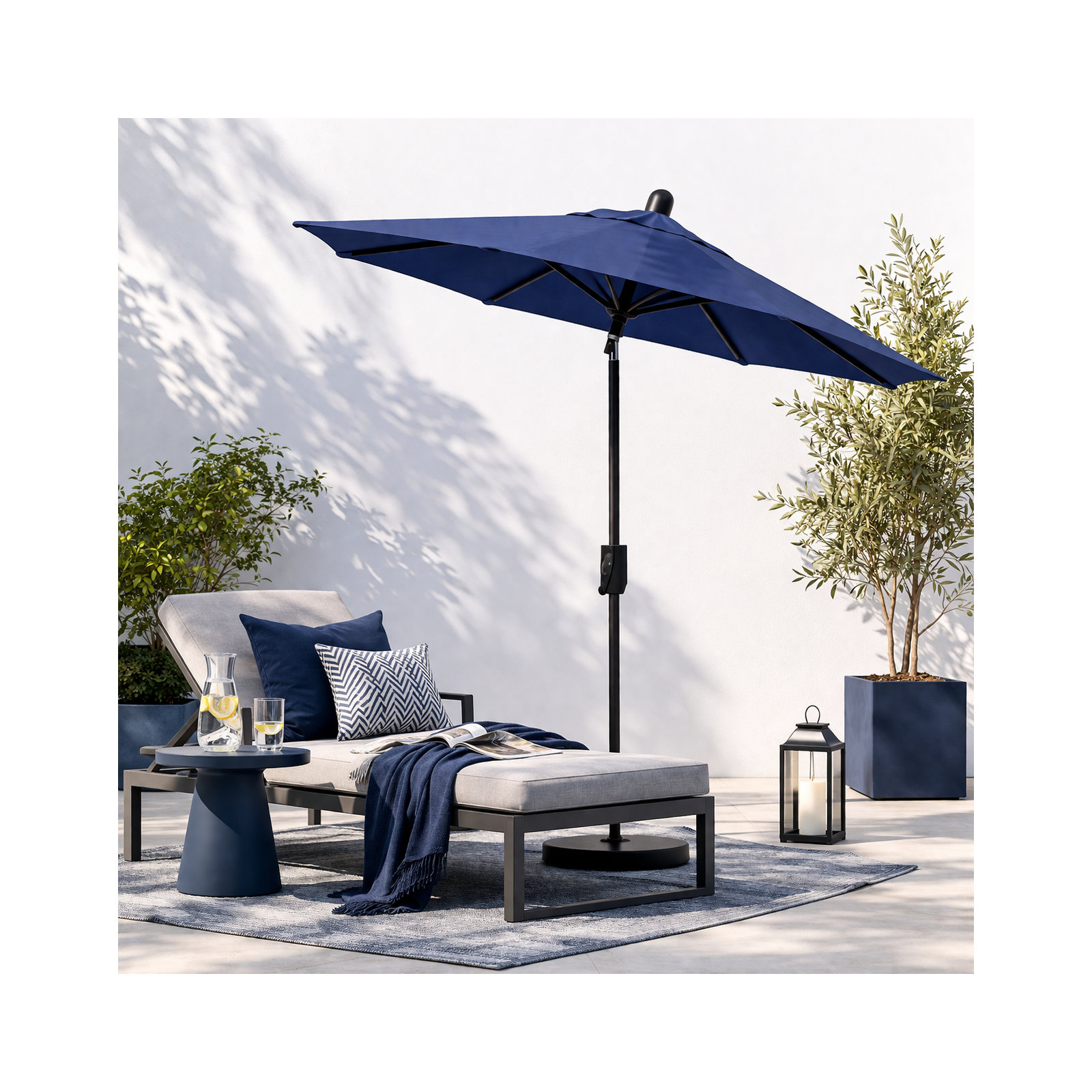 Natalie 74.5'' Outdoor Umbrella, Antique Bronze, Navy