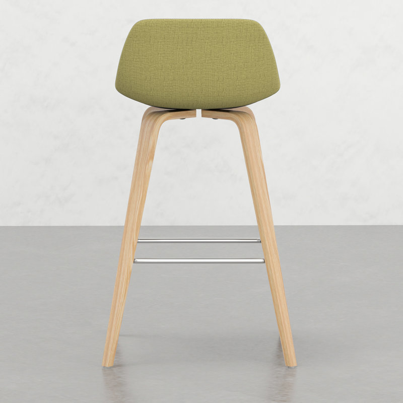 Tabouret 2 - Style rétro avec siège, fabrication en contreplaqué, placage en bois naturel, repose-pieds pour tabourets de comptoir Mid-Century fonctionnels, détails du cadre