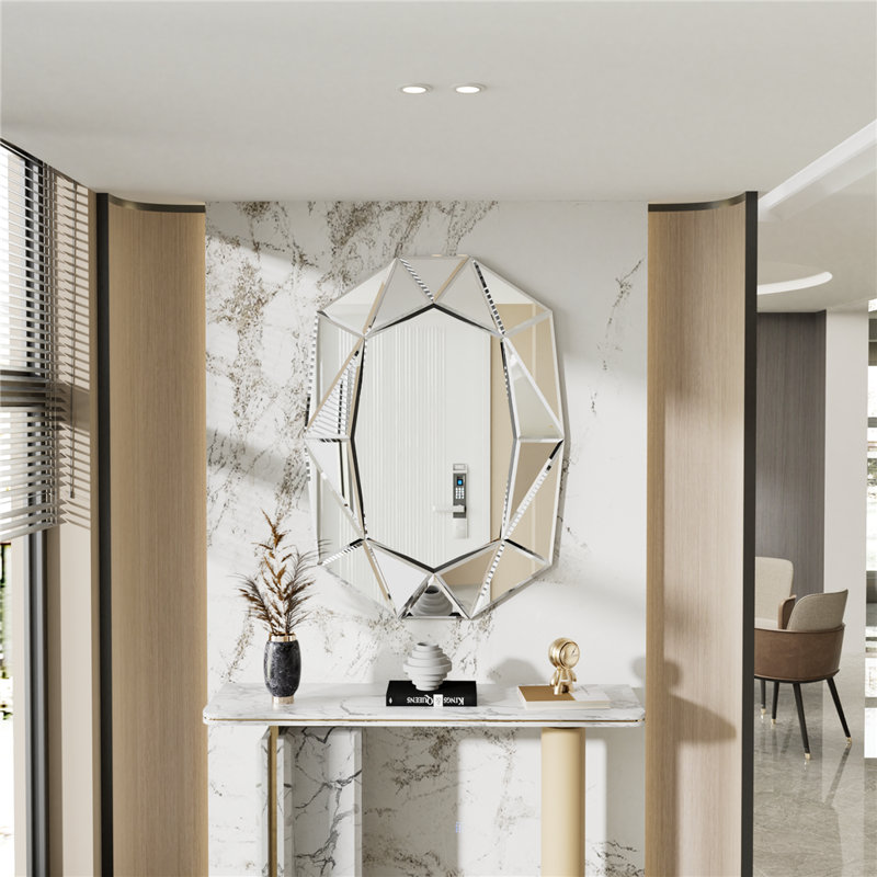 Briahna Glass Oval Mirror, Silver