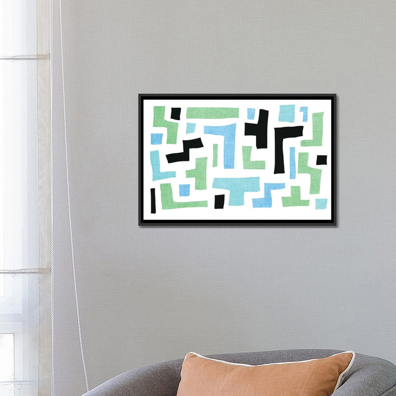 " Geo I " by PI Galerie, 18" H x 26" W x 1.5" D, Black Framed Canvas, No Mat