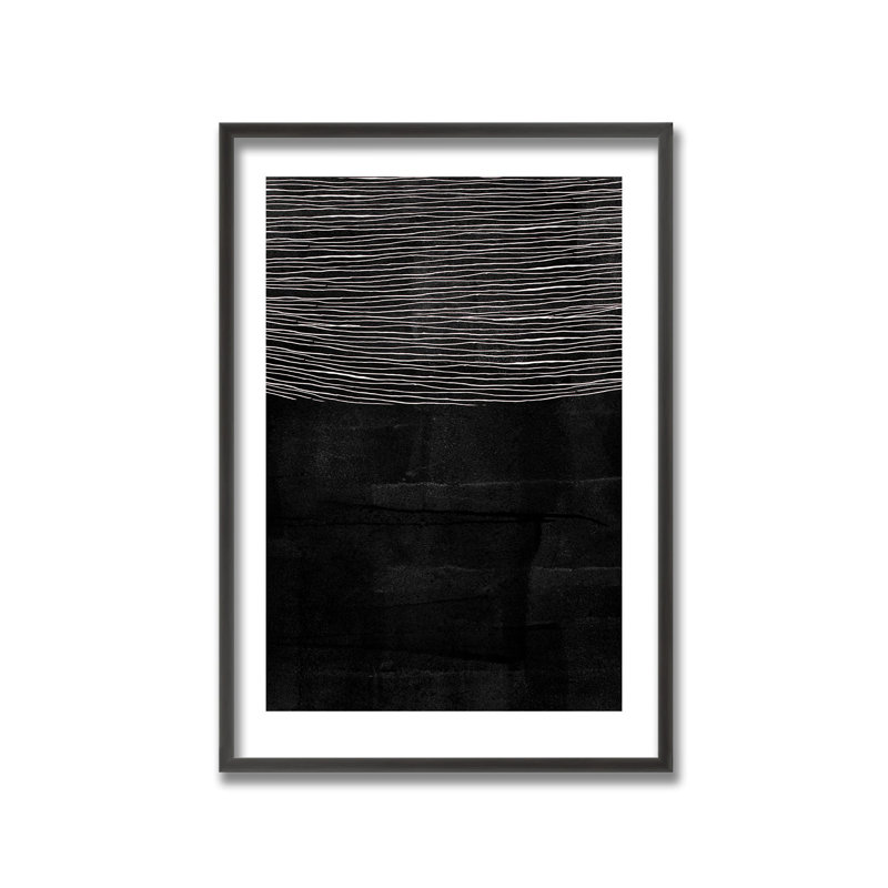 Abstract Blackened Line by  - Picture Frame Painting on Paper, 24" H x 16" W