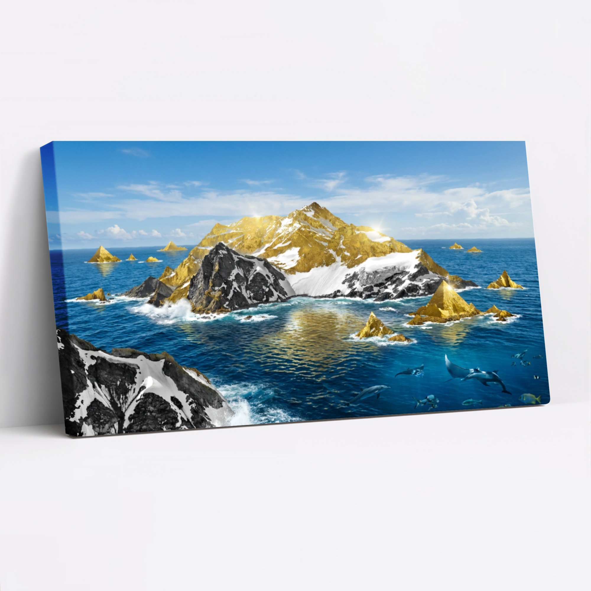 Winston Porter Golden Mountain Island Landscape Canvas Wrapped Wall Art ...