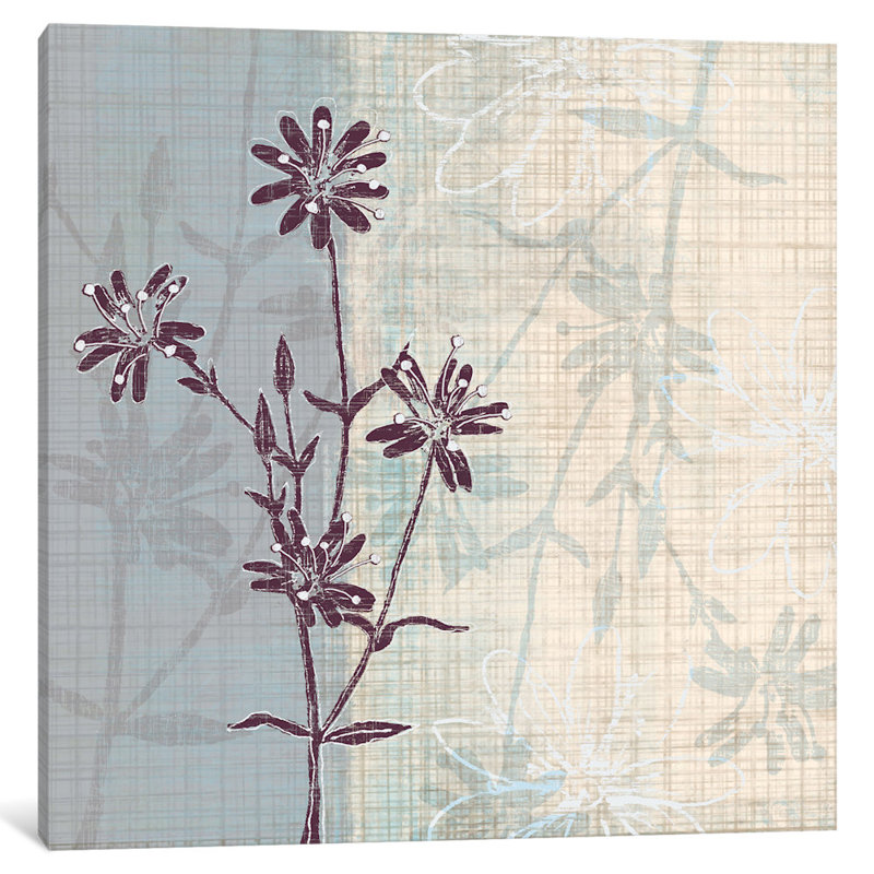 «Periwinkle Fields I», reproduction d'impression sur toile tendue, H 16 po x l 16 po x P 1 po, Papier d'art encadré noir