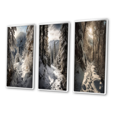 «Frosty Snow Forest Path», 3 pièces