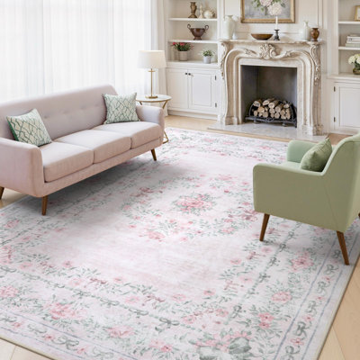 Tapis rose lavable à la machine Kaldi