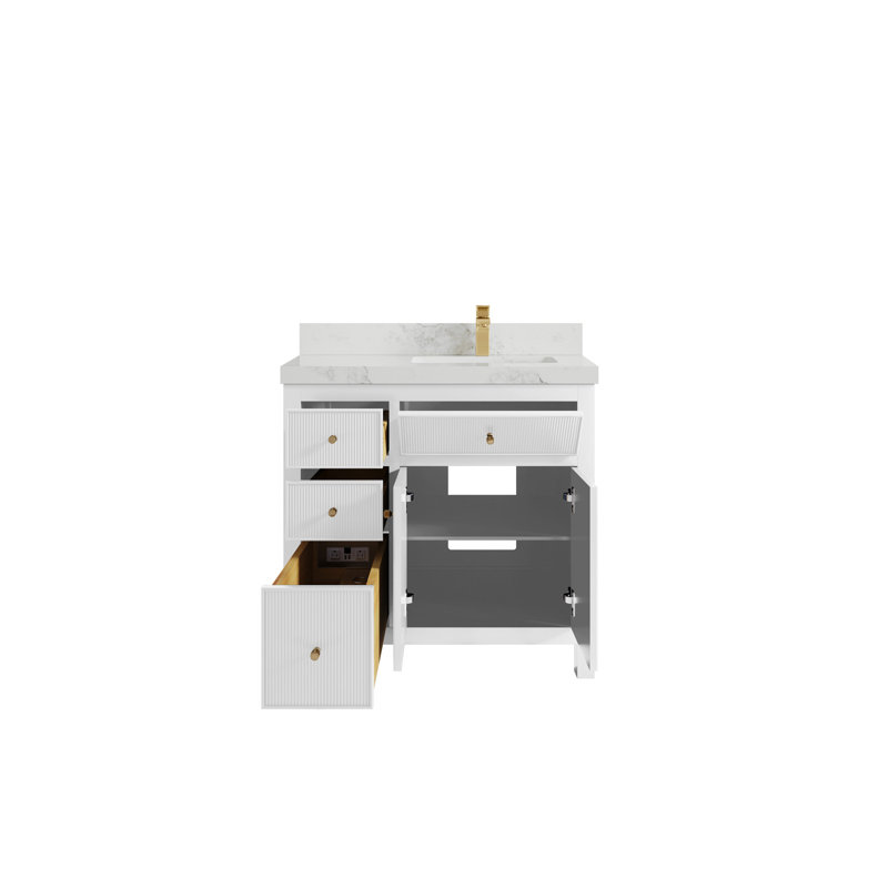 Sonoma 36'' Single Bathroom Vanity with Quartz Top, Calacatta Nuvo
