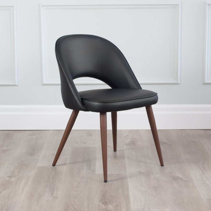 Chaise d'appoint rembourrée en similicuir Kanthan, Noyer, Noir