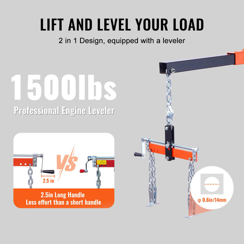 Hydraulic Engine Hoist With Lever, 2 Ton/4400 LBS Heavy-Duty Cherry Picker Shop Crane, Foldable Engine Crane And Engine Hoist Leveler For Auto Repair, Motors, Weights Lifting, Loading