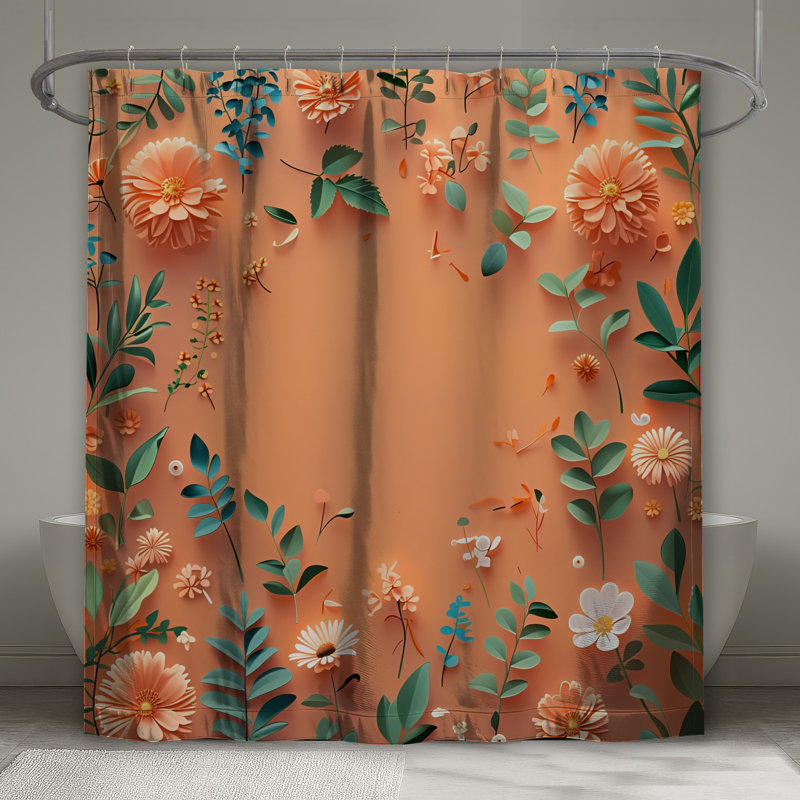 Rideau de douche floral - Boho bohémien, 70in W x 84in H