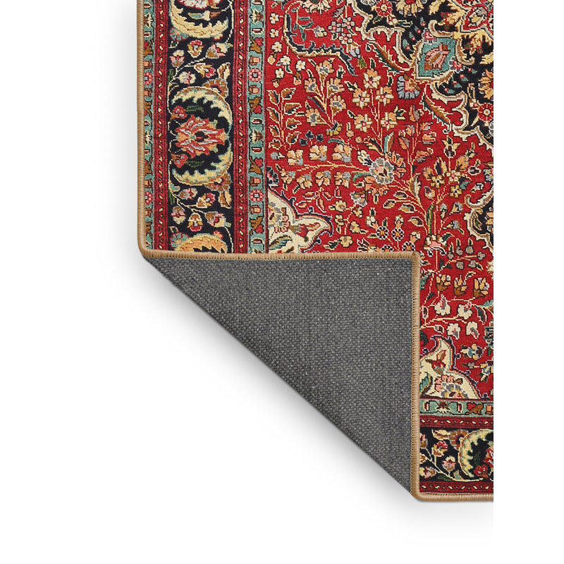 Tapis rouge en laine et polyester tissé à la machine Marlee, Rectangle 5 pi x 7 pi