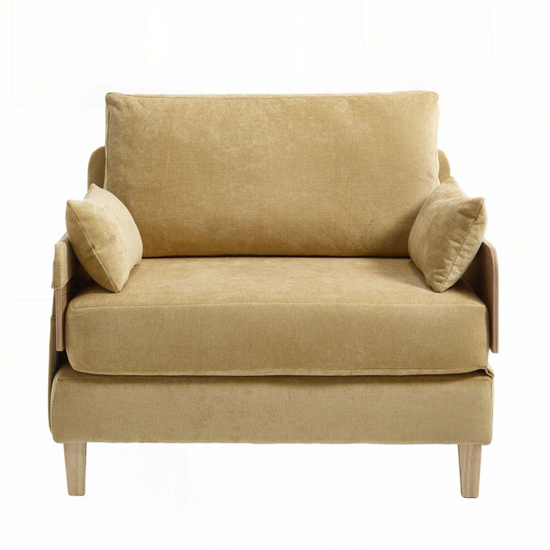 Fauteuil convertible en chenille, Jaune moutarde