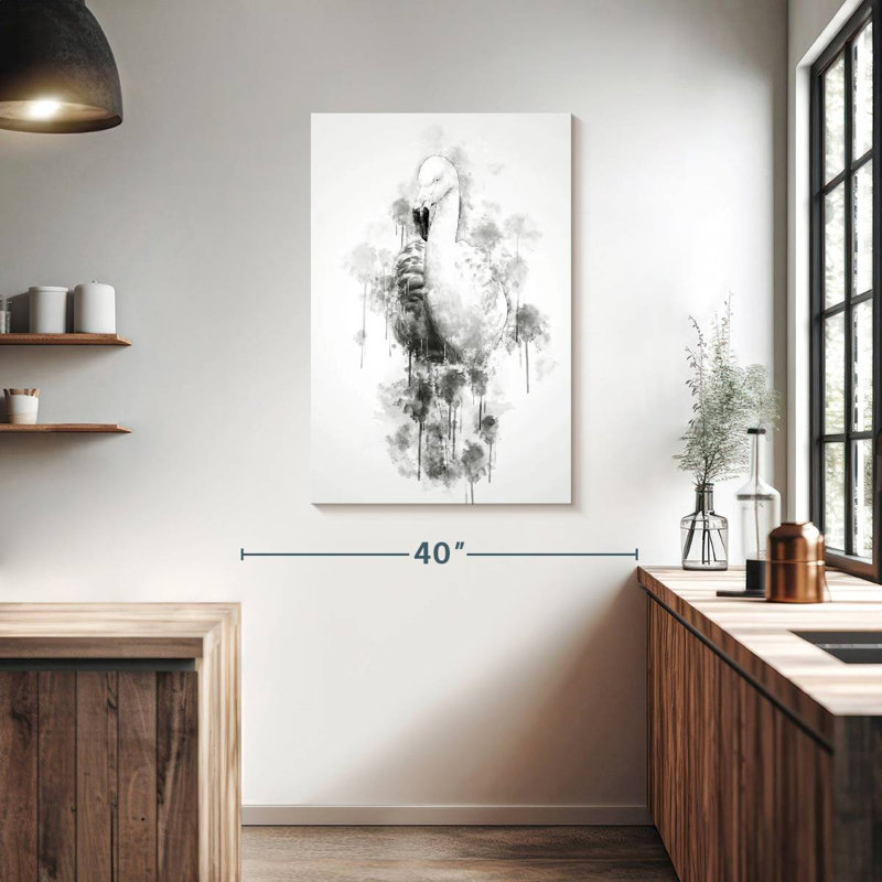 Brampt flamant noir et blanc, H 39 po x l 26 po