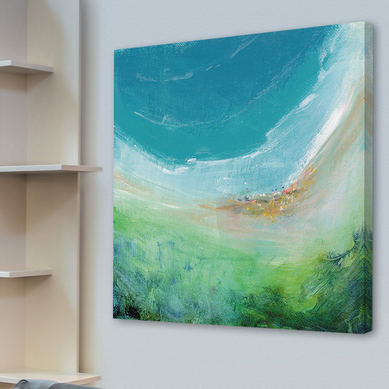 « seaside », reproduction de peinture à l’huile sur toile tendue, H 18 po x l 18 po x P 1,5 po