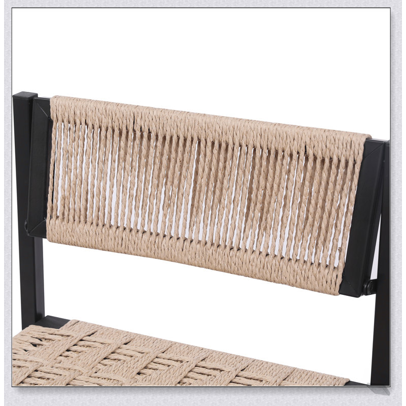 Ensemble de 2 tabourets de cuisine avec repose-pieds, chaises de salle à manger en corde de papier pour une hauteur de comptoir durable et élégante