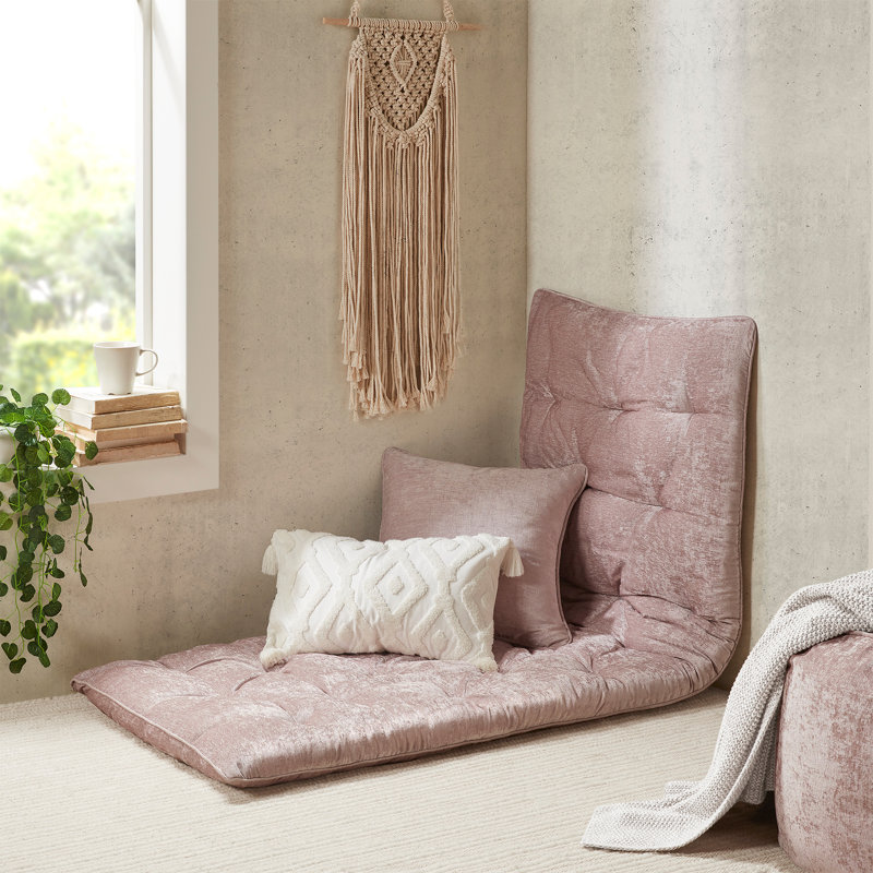 Coussin de détente pour le plancher en chenille de polyester Edelia, Rosé