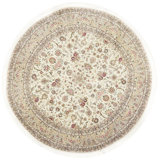Hand-Knotted High-Quality Ivory and Taupe Round Area Rug