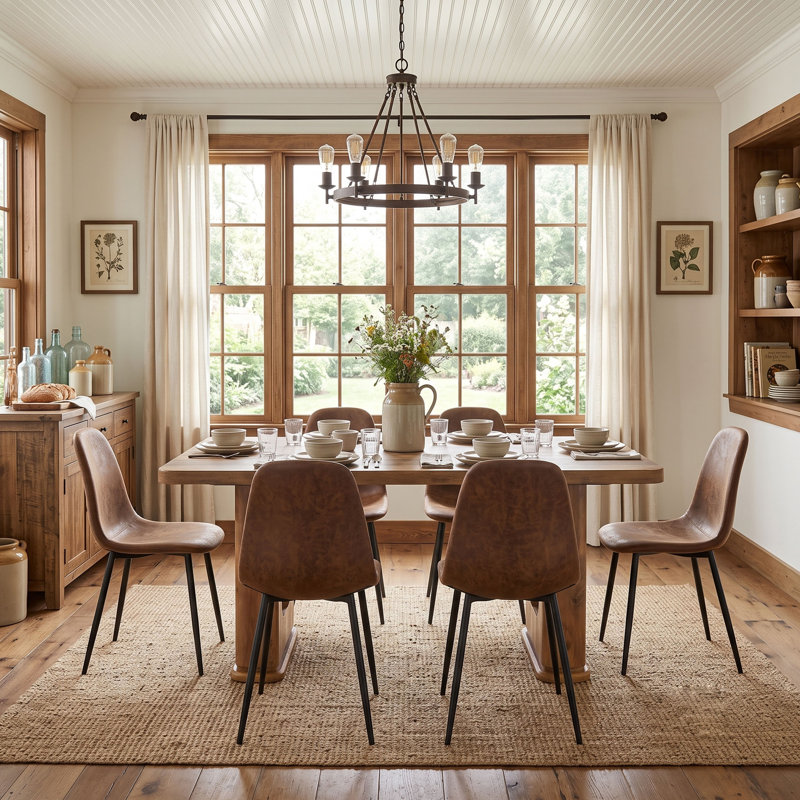 Ensemble de table de salle à manger 64,5 "pour 6 personnes, ensemble de salle à manger de style campagnard moderne avec pieds décoratifs
