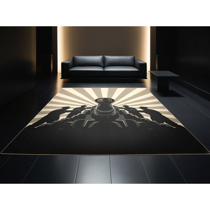 Tapis arc-en-ciel gris et beige lavable à la machine Coalmont Cannon Crew, 4 x 6