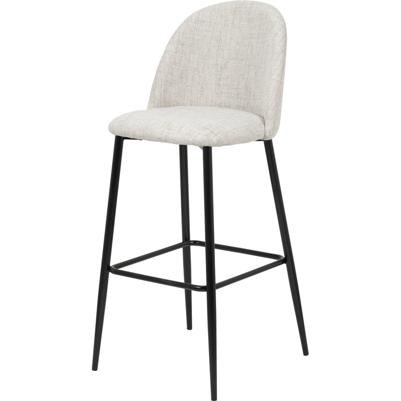 Upholstered Counter Stool with Metal Frame, Grey