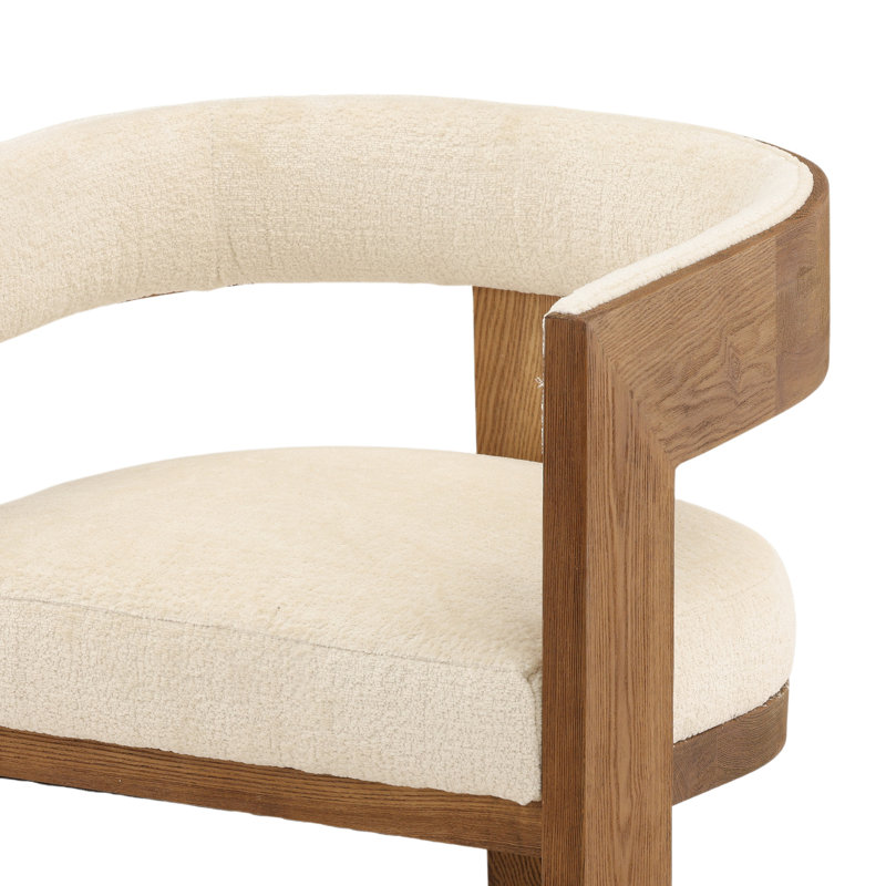 Nadia Ash Wood Upholstered Dining Chair, Natural, White