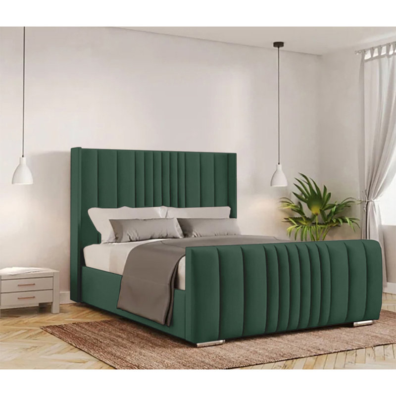 Schwamm Upholstered Bed Frame, Double (4'6), Emerald