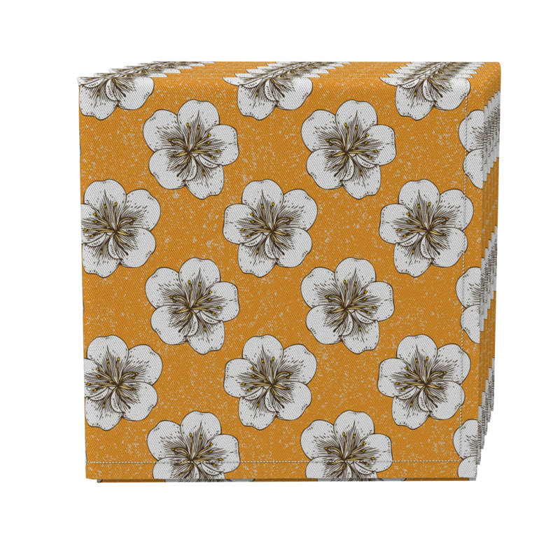 Cotton Twill Floral Square Napkin