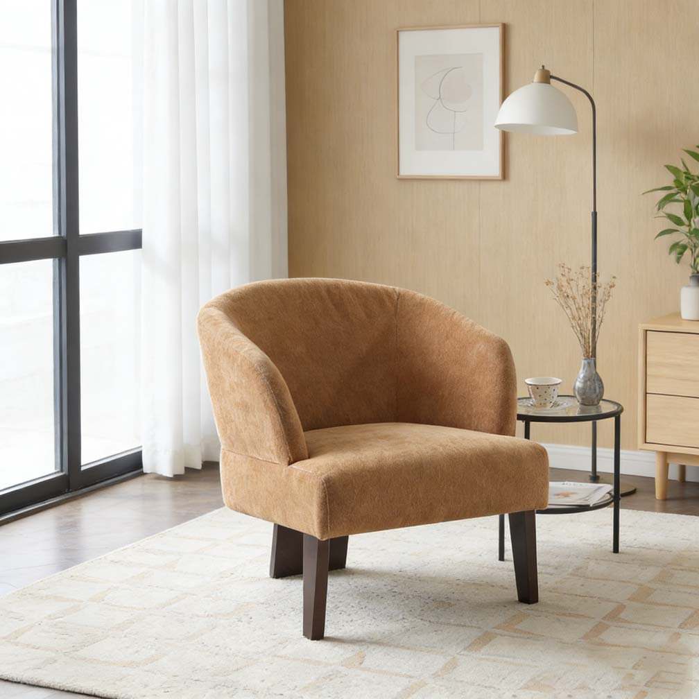 Latitude Run® Accent Chair with Round Back & Wooden Leg - Wayfair Canada