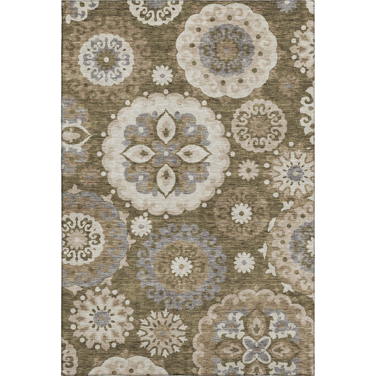 Premium Machine Washable Prisco Brown Rug