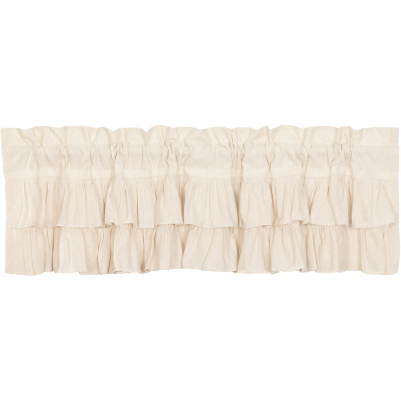 Sickels Cotton Blend Ruffled Window Valance, 60" W x 16" L, Natural