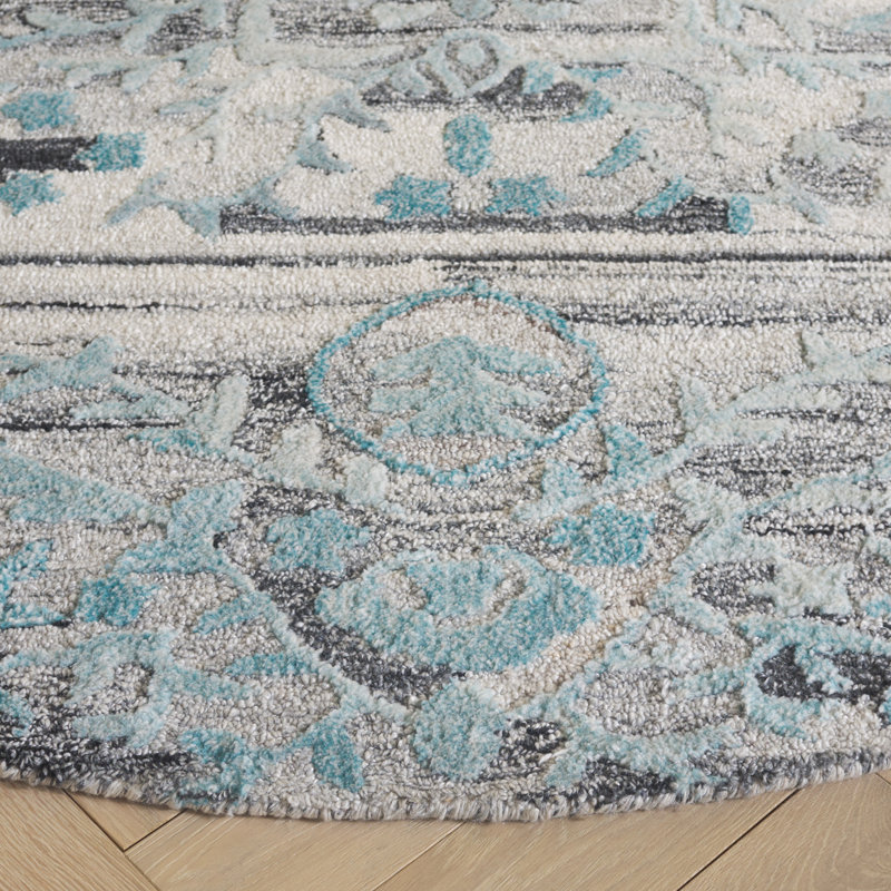 Marquee Hand Tufted Performance Damask Rug, Round 6'
