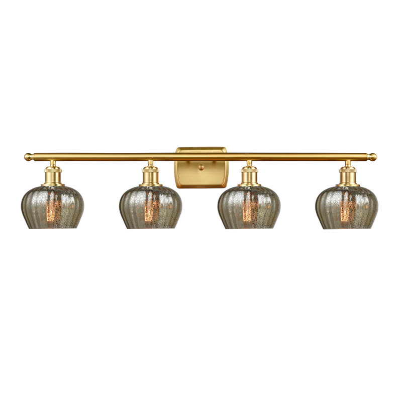Éclairage de salle de bain à intensité variable 4 lumières Patrina, Ampoule DEL 6 watts Vinage, Mercure, Or satiné