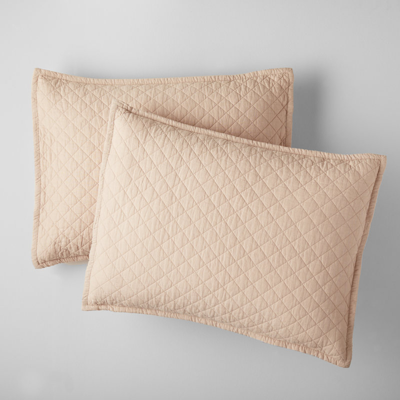 Jeffen Linen Blend Sham Set, Standard/Twin, Dusty Rose