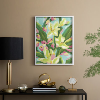 Floral Vibration I, reproduction encadrée - bois massif