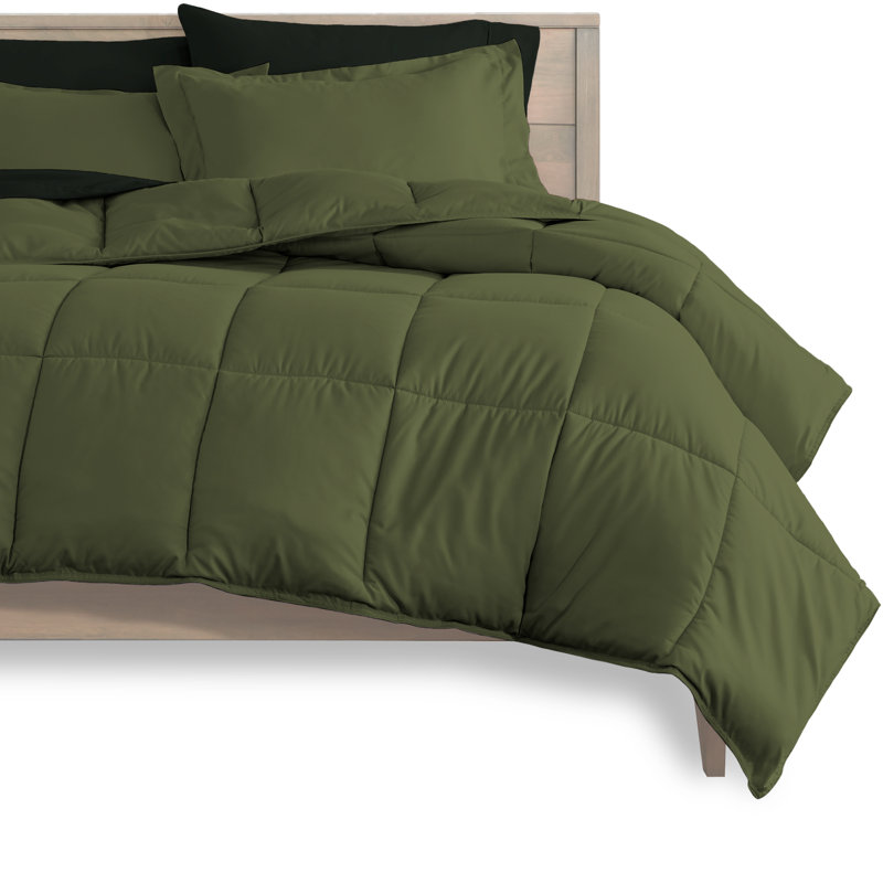 Modern & Contemporary Comforter, Twin Comforter + Pillowcases, Green/Black