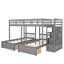 Lit superposé double au-dessus de simple et simple, lit superposé triple en bois avec tiroirs et garde-corps (gris)-962029527