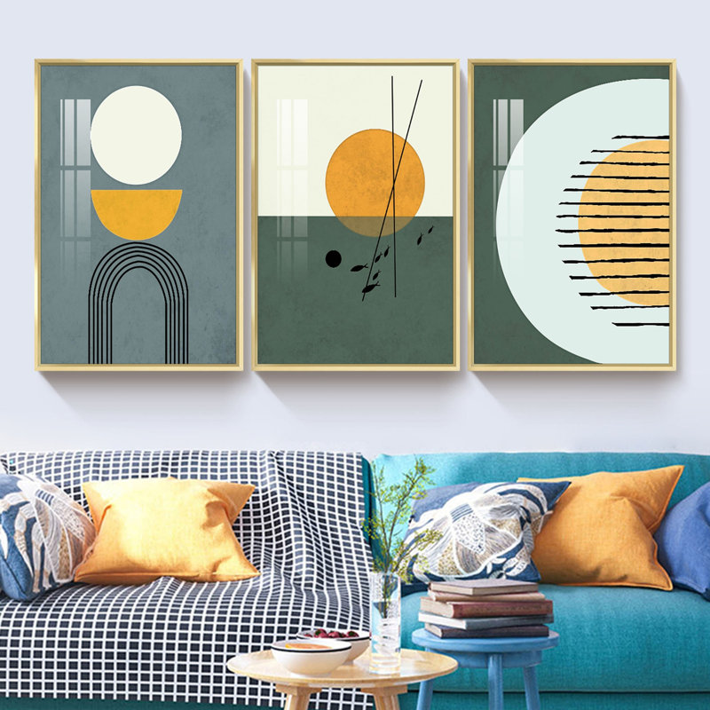 Boho - Ensemble de 3 reproductions de photos sur toiles, L 16 po x H 24 po, Or