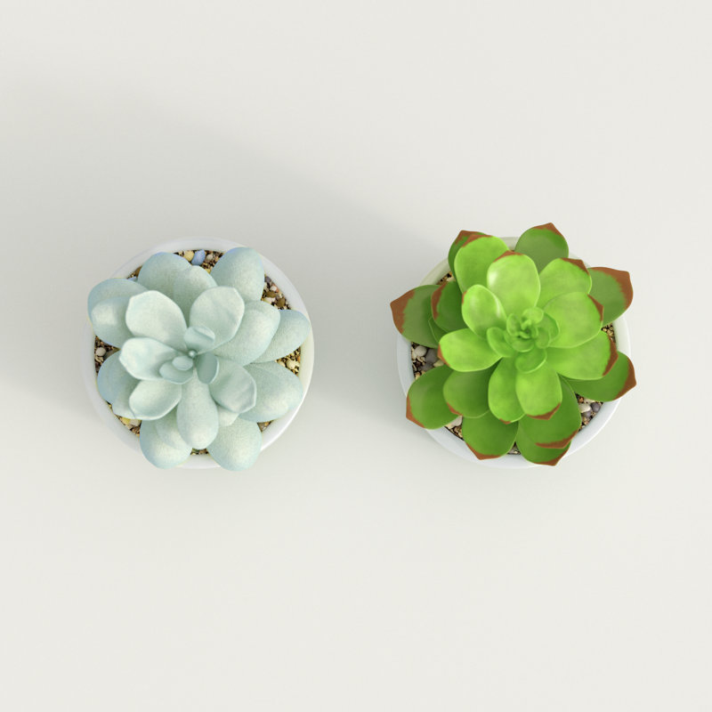 Ensemble de 2 plantes artificielles en pot, Vert / blanc