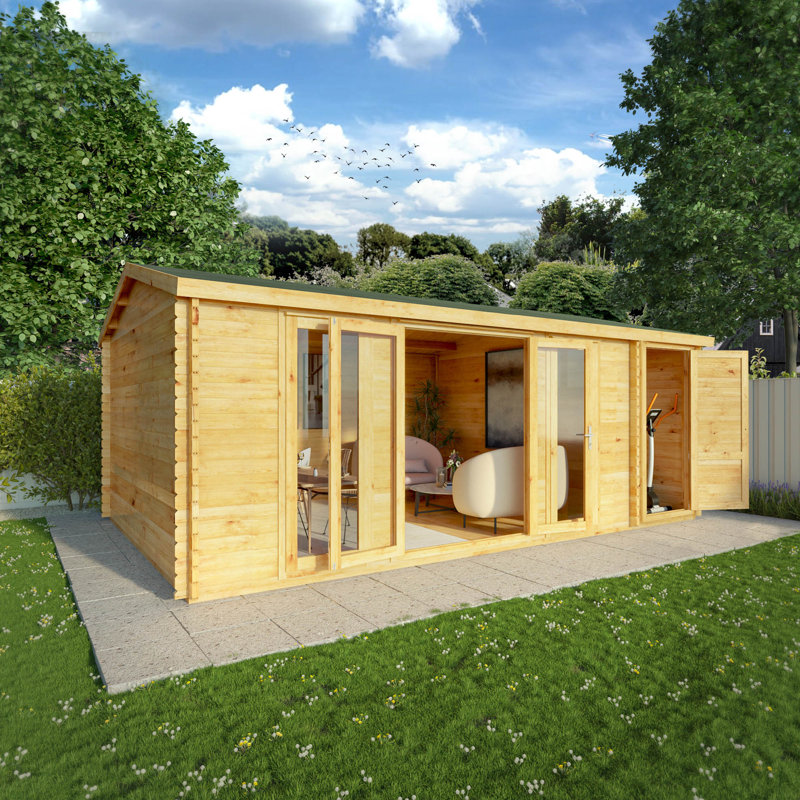Mercia 20ft x 10ft Home Office Studio With Side Shed (44mm)