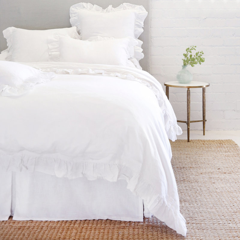 Housse de couette en lin Charlie, Housse de couette pour grand lit, Blanc