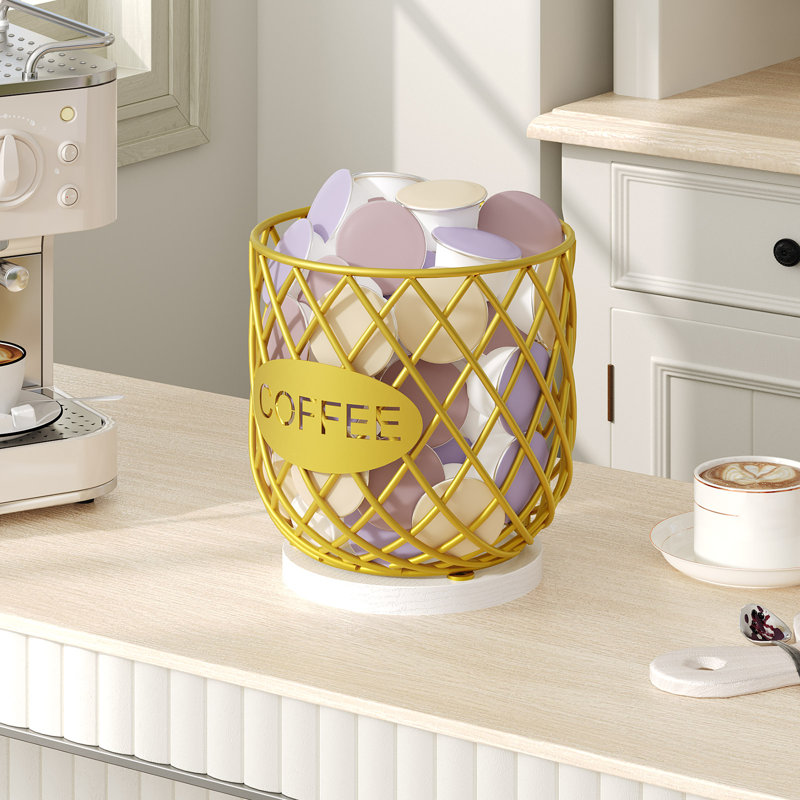 Organisateur de porte-gobelets K, organisateur de porte-dosette robuste, panier de rangement de grande capacité de 35 Kcup pour comptoir de cuisine et bureau (grille circulaire)